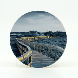4" Round Rubber Home Coaster with image of New Smyrna Beach Dunes Park