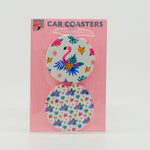 Flamingo Pineapple Sandstone Car Coasters (set of 2)
