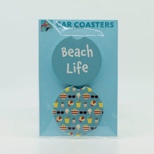 Beach Life Sandstone car coasters (set off 2)
