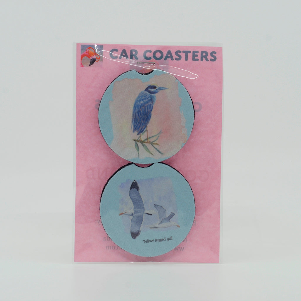 Blue Heron Rubber Car Coasters (set of 2)