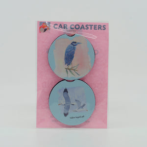 Blue Heron Rubber Car Coasters (set of 2)