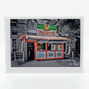 Conch Fritters Stand in Key West photograph on a glossy greeting card 5" x 7"