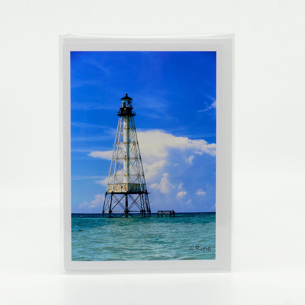 Alligator Reef Lighthouse Photograph on a 5"x7" glossy notecard