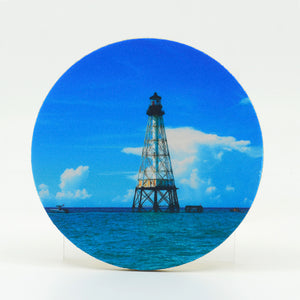 Alligator Reef Lighthouse Photograph on a 4" Rubber Home Coaster