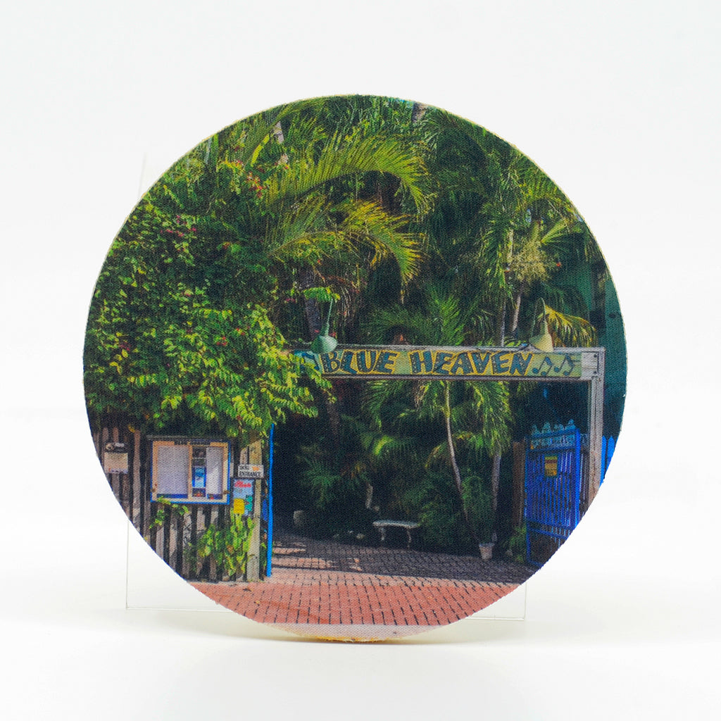 Blue Heaven Restaurant Photograph on a 4" Rubber Home Coaster