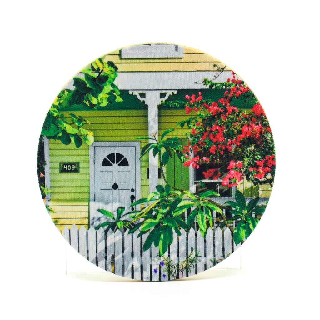 Key Lime Cottage Photograph on a 4" Rubber Home Coaster