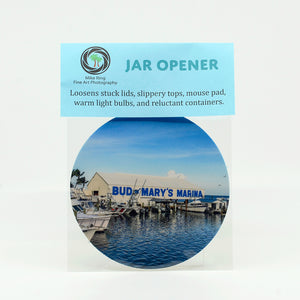 Bud N' Mary's Marina on a 5" Rubber Round Jar Opener