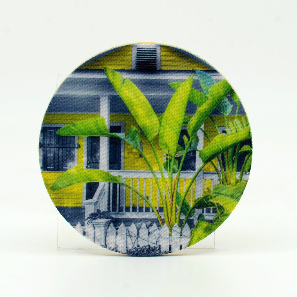 Caribbean Cottage Photograph on a 4" Rubber Home Coaster