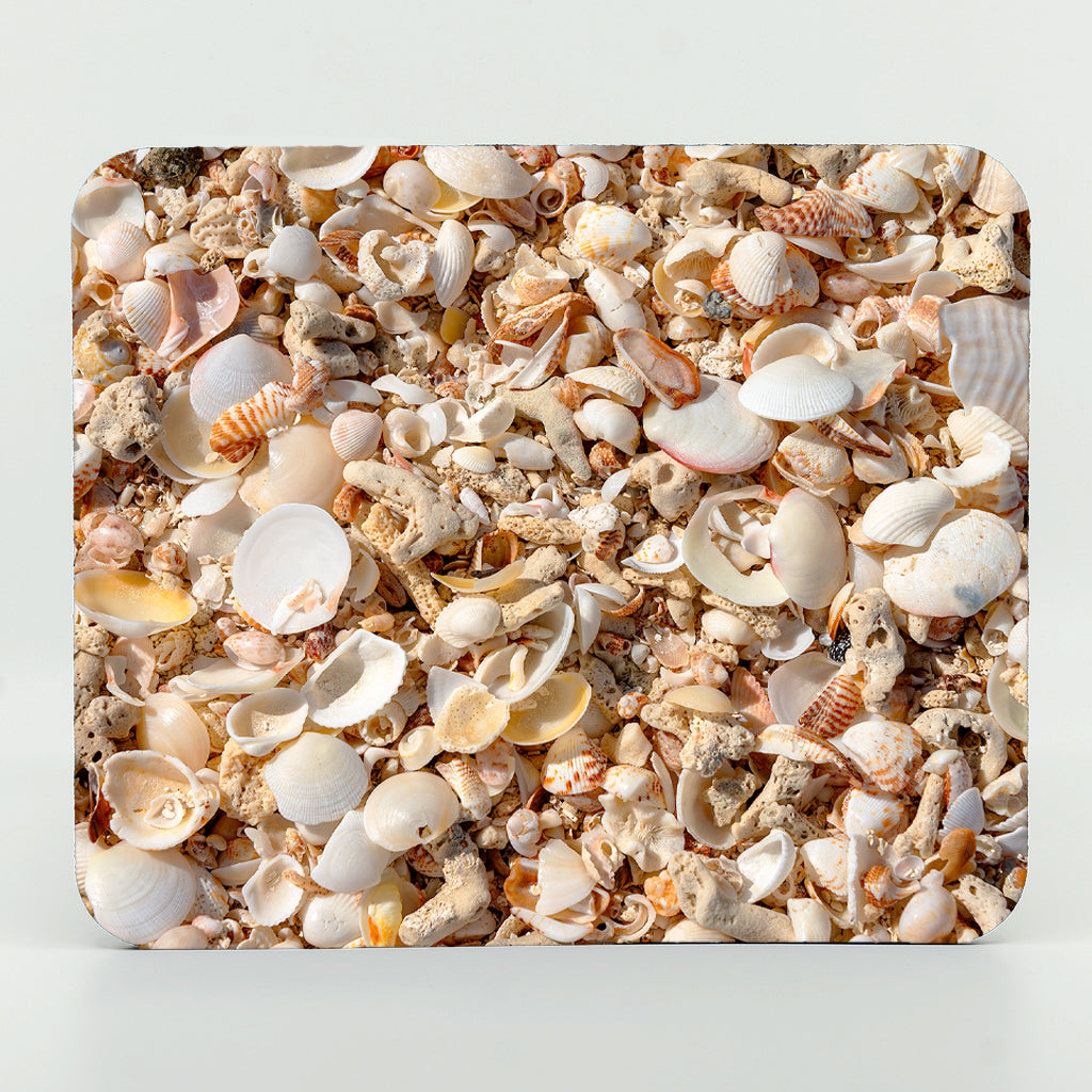 Shells on the beach photograph on a rectangle rubber mouse pad
