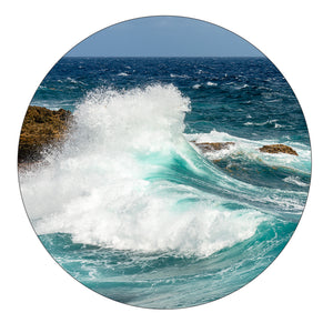 4" Round Rubber Home Coaster with image of Ocean Fury