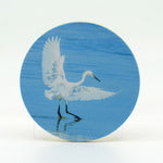 Reddish Egret Morph photograph on a 4" round rubber home coasters