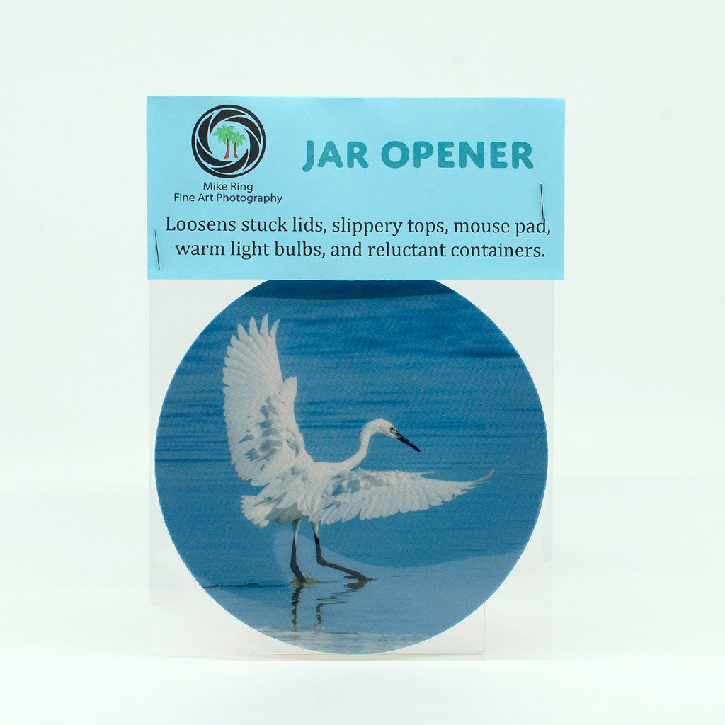 Reddish Egret Morph on a 5" rubber bottle opener