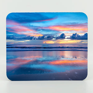 Sunrise on the beach photograph on a rectangle rubber mouse pad