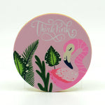 Rubber Drink Coaster-Think Pink Flamingo-Protects Furniture