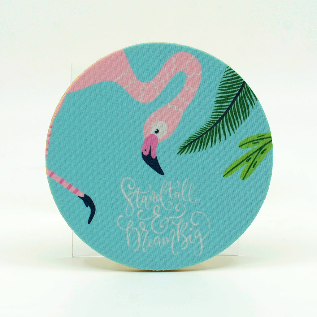 Dream Big Flamingo Rubber Home Coaster