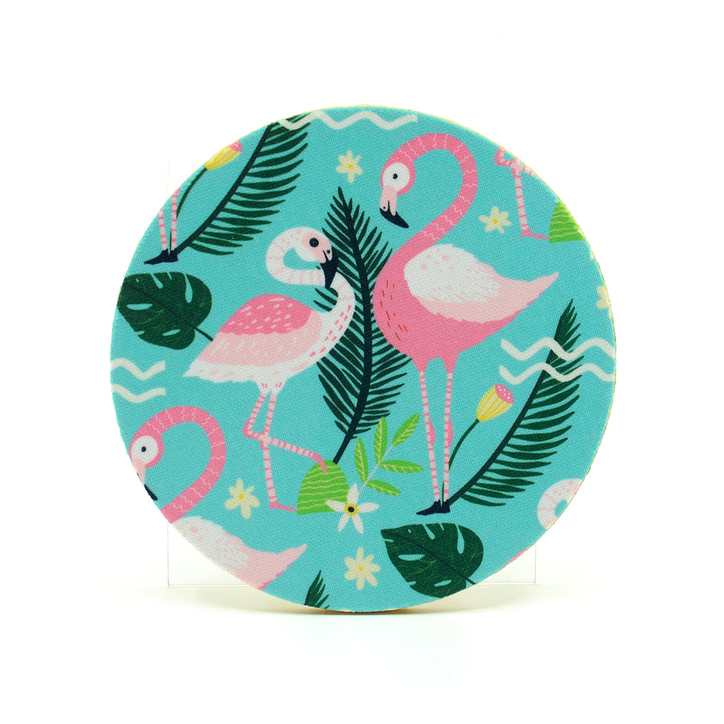 Rubber Drink Coaster-Blue Flamingos-Protects Furniture