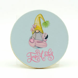 Rubber Drink Coaster-Gnome Flamingo-Protects Furniture