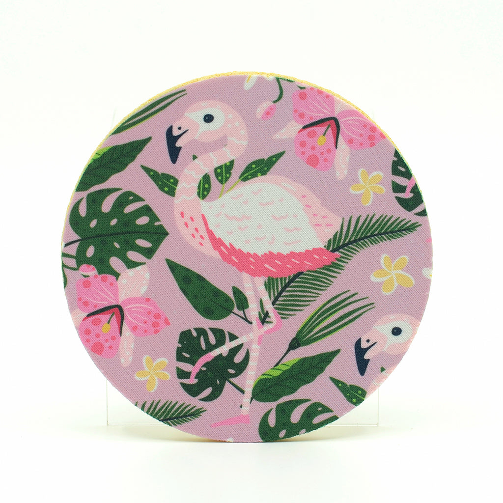 Rubber Drink Coaster-Pink Flamingo-Protects Furniture