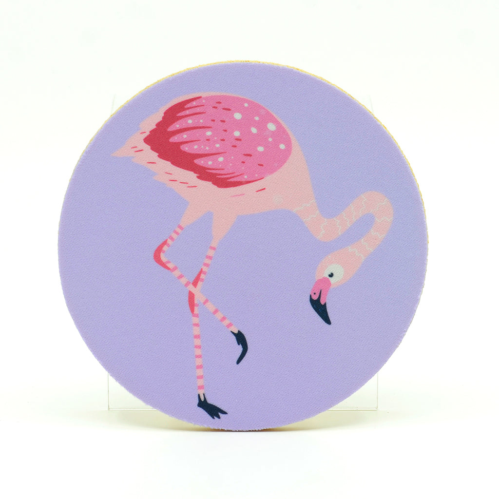 Rubber Drink Coaster-Purple Single Flamingo-Protects Furniture
