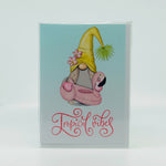 Flamingo Gnome 5" x 7" Greeting Card