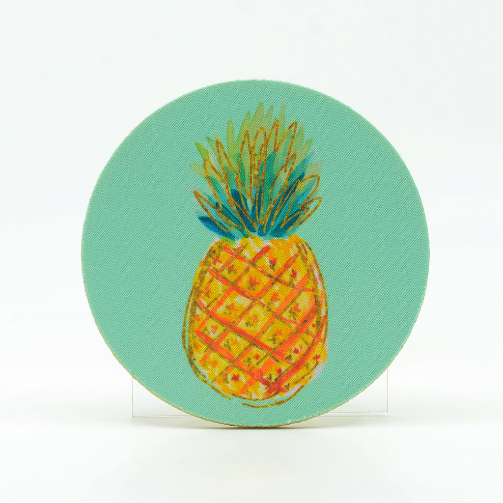 Pineapple on a 4" Rubber Home Coaster