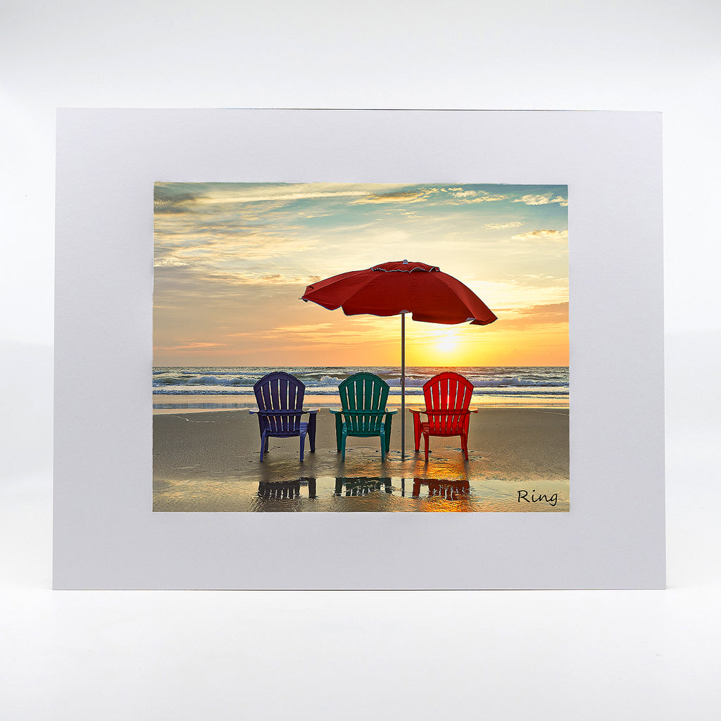Three chairs on the beach fine art photograph by Mike Ring