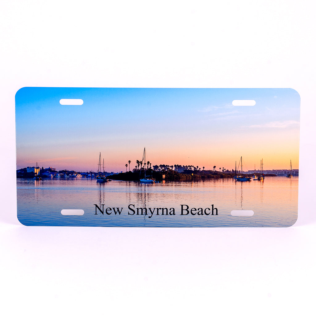 Glossy Aluminum License Plate for your car with Chicken Island New Smyrna Beach