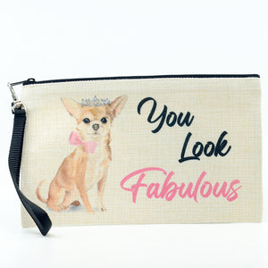 Chihuahua large line zipper pouch