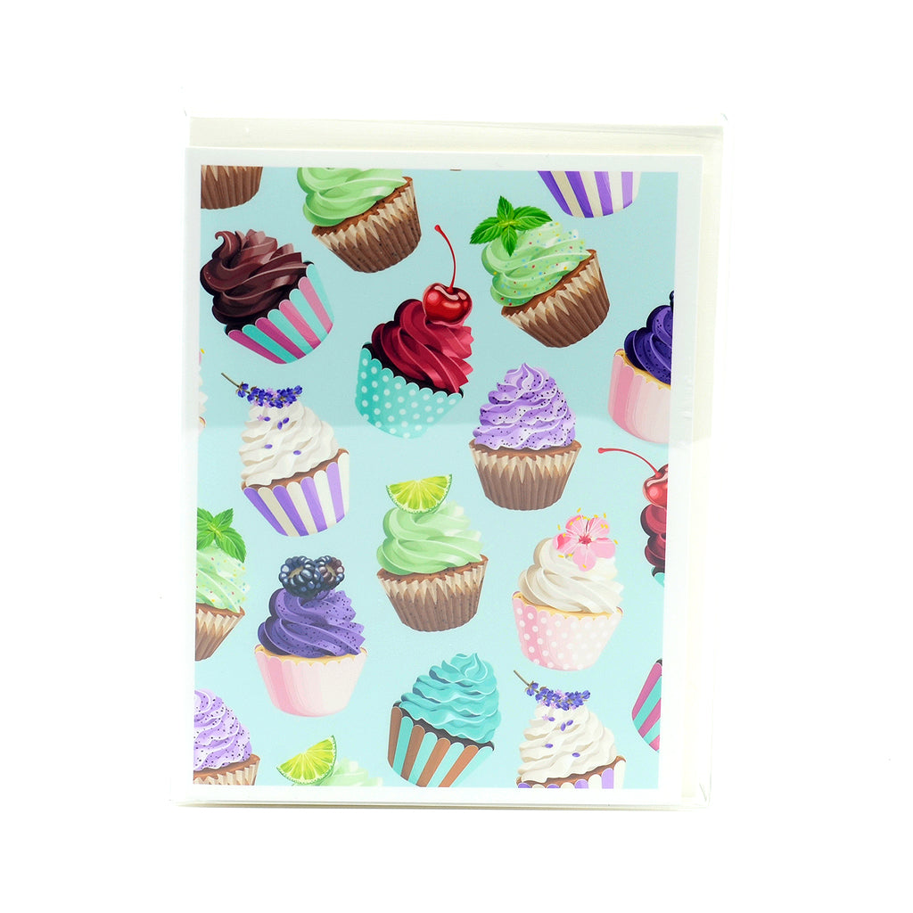Blue Cupcake Small notecard set of 5 cards