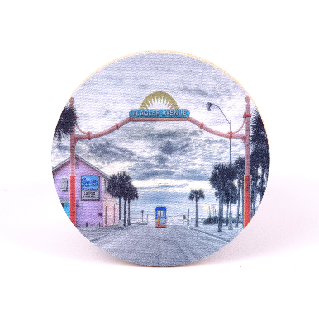 4" Flagler Avenue Rubber Round Coaster