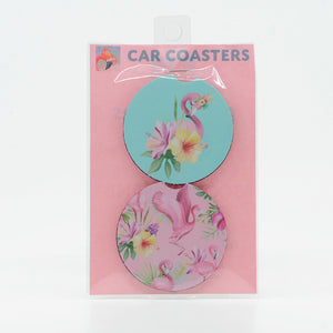 Flamingo Flower rubber car coasters