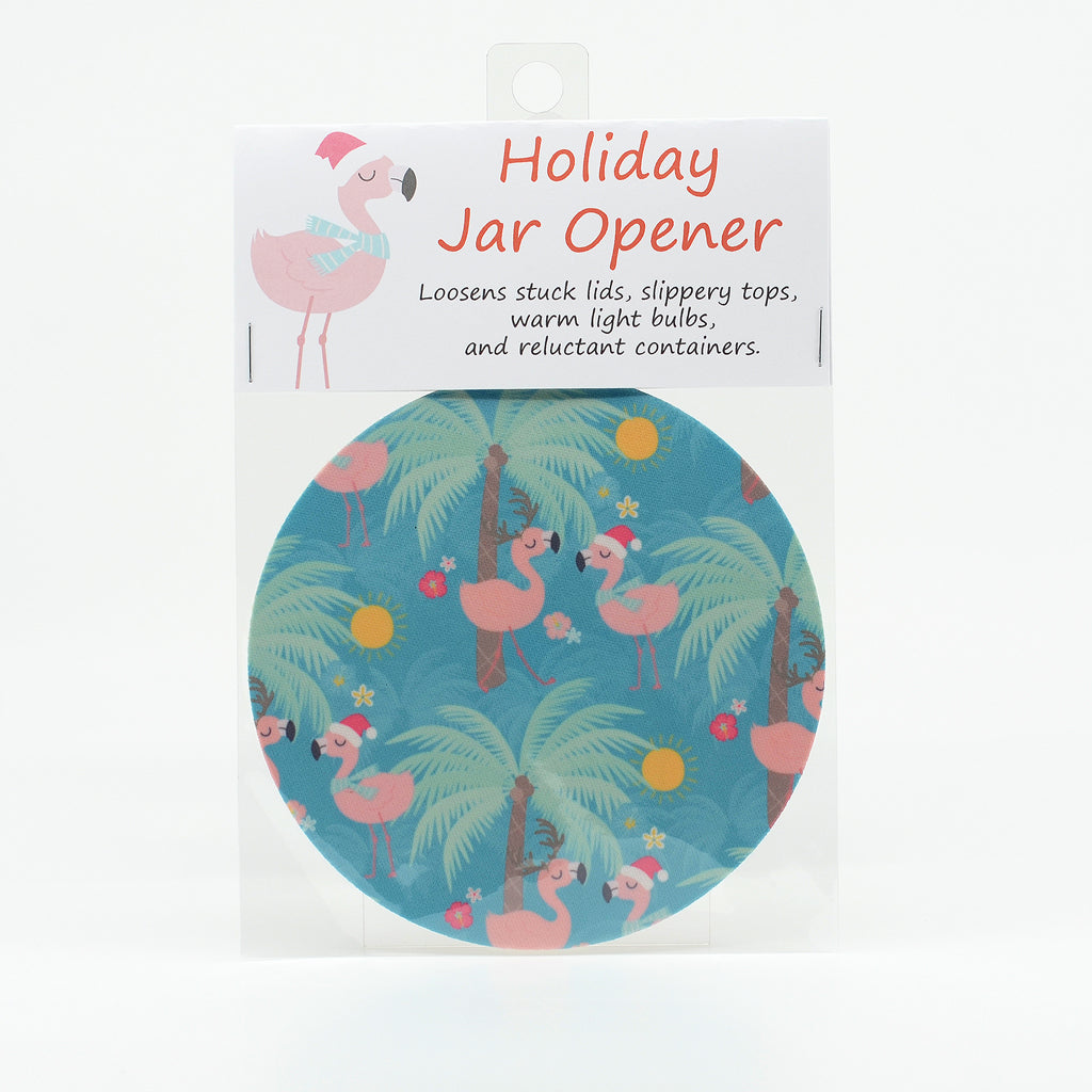 Flamingo Blue Christmas 5" Rubber Jar Opener