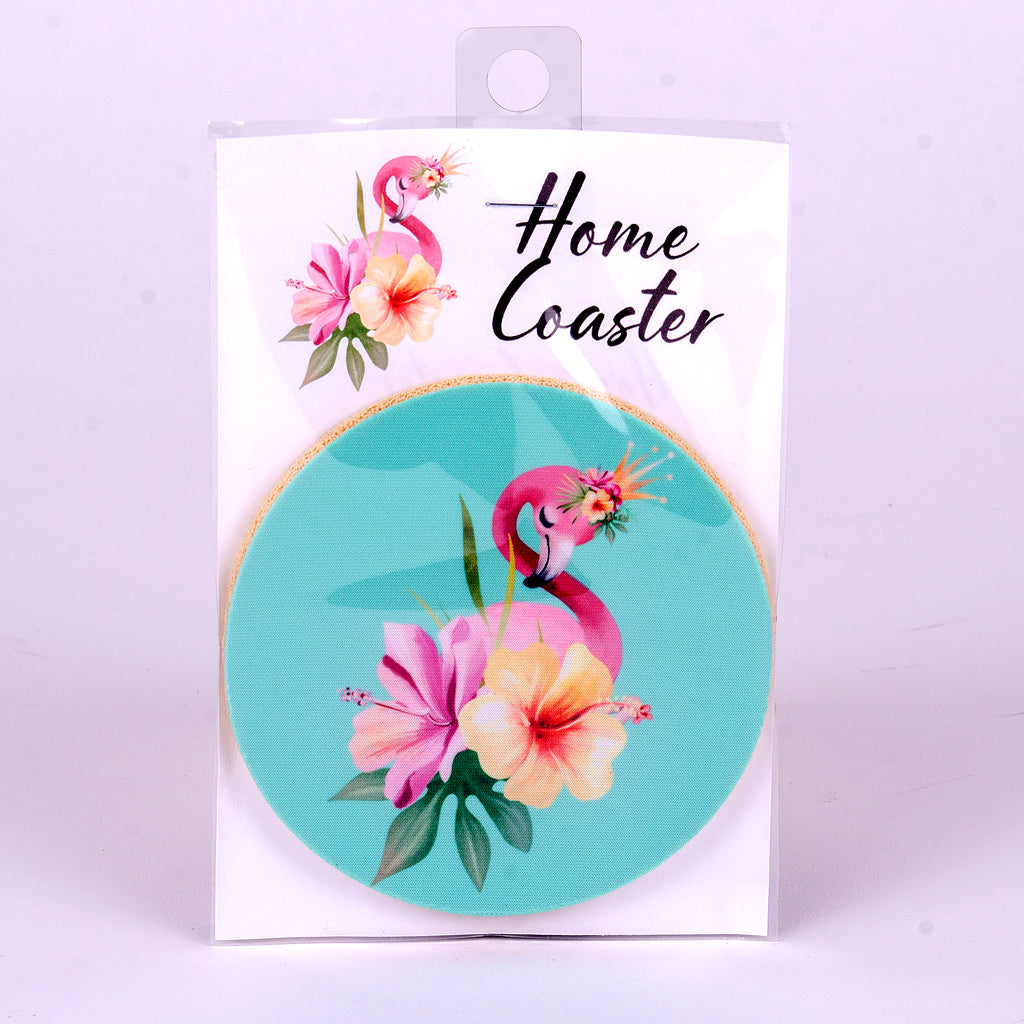 4" Flamingo Flower Rubber Home Coaster