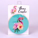 4" Flamingo Flower Rubber Home Coaster