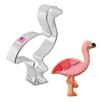 4" tin-plated steel flamingo cookie cutter