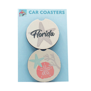 Florida Seashell Rubber Car Coasters (set of 2)