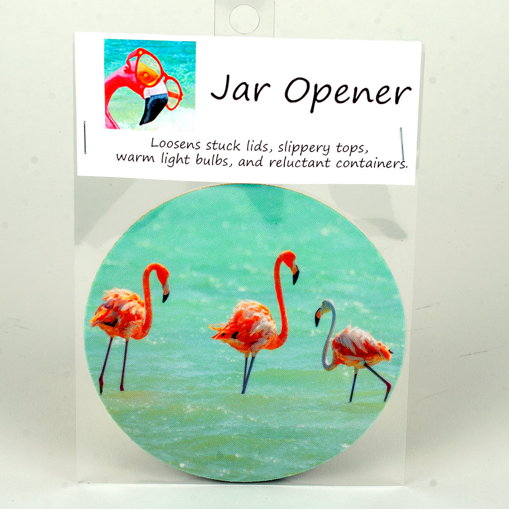5" Jar Opener of 3 Pink Flamingos