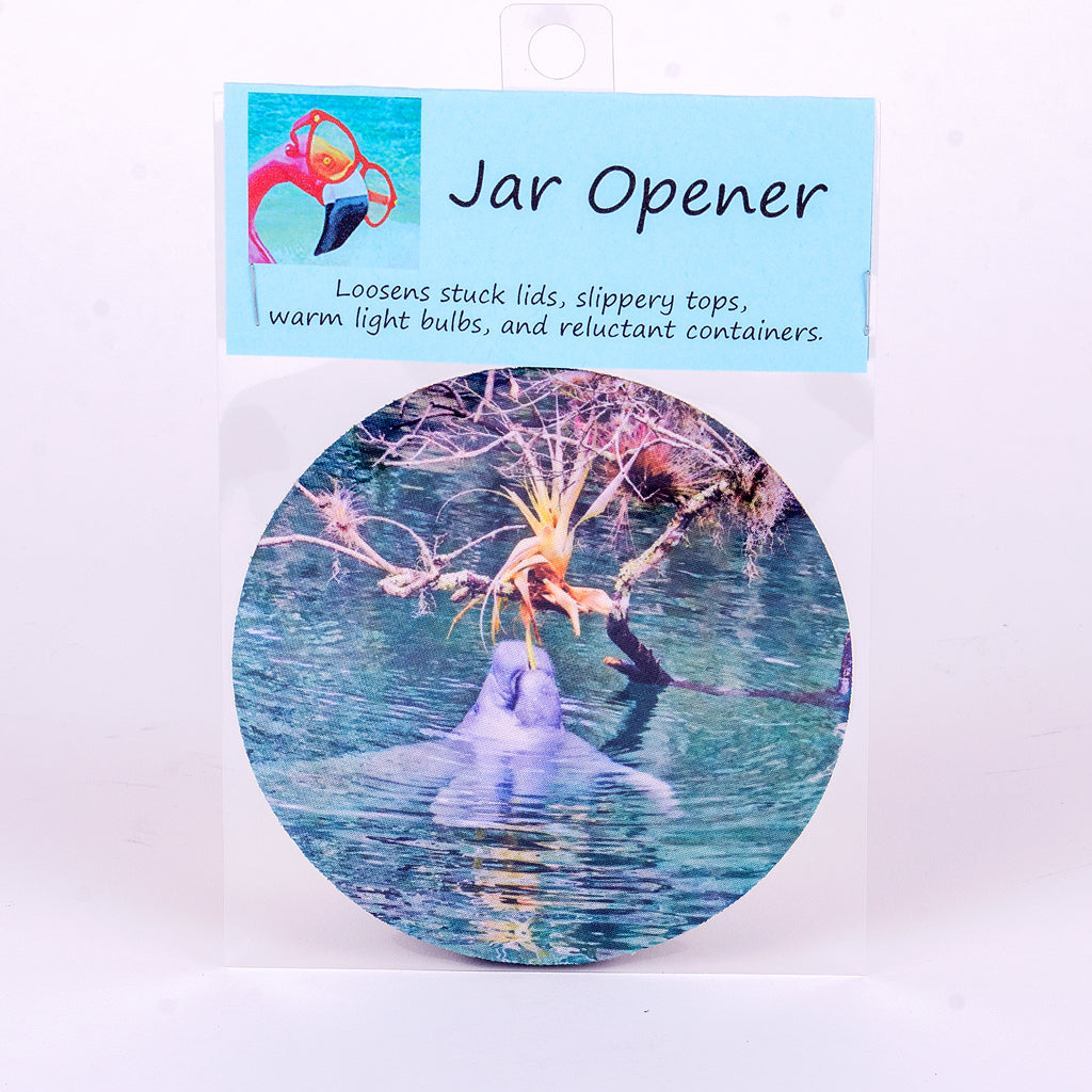 5" Jar Opener of a manatee drinking water for an air plant