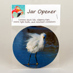 5" Jar Opener Snowy Egret in the ocean water