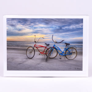 Two bikes on the beach Photographic Notecard