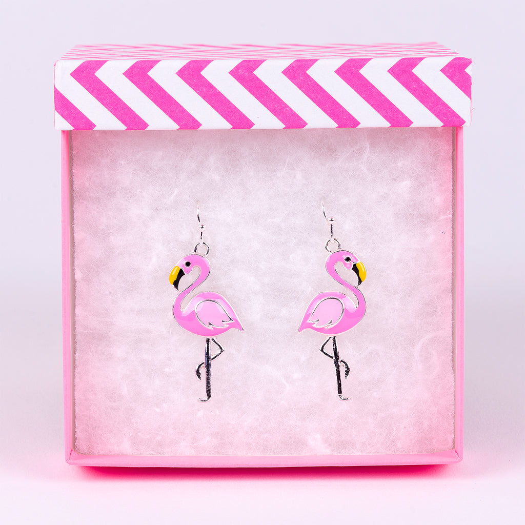 Pink Flamingo Silver-Plated Earrings
