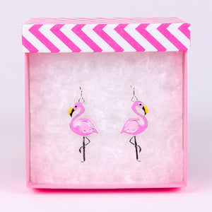 Pink Flamingo Silver-Plated Earrings