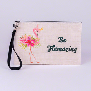 Large Zipper Bag-Flamingo Flower