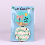 Set of 2 Sandstone Divot Car Coasters with Palm Trees