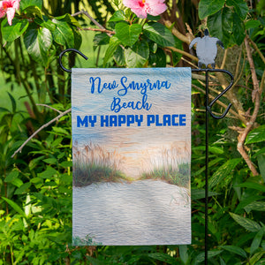 12"x18" Polyester Linen Beach Dunes Garden Flag with location specific-New Smyrna Beach My Happy Place