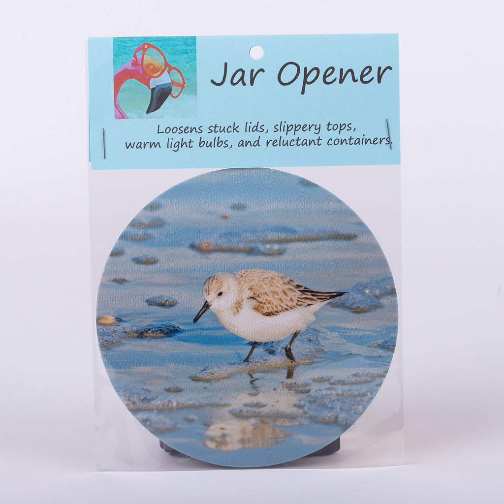 5" Jar Opener of a Sandpiper in beautiful blue water