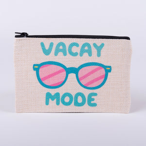 Vacay Mode with Sunglasses small linen zipper bag