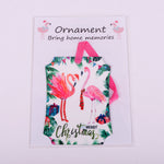 Rectangle aluminum christmas ornament with 2 Flamingos-Merry Christmas