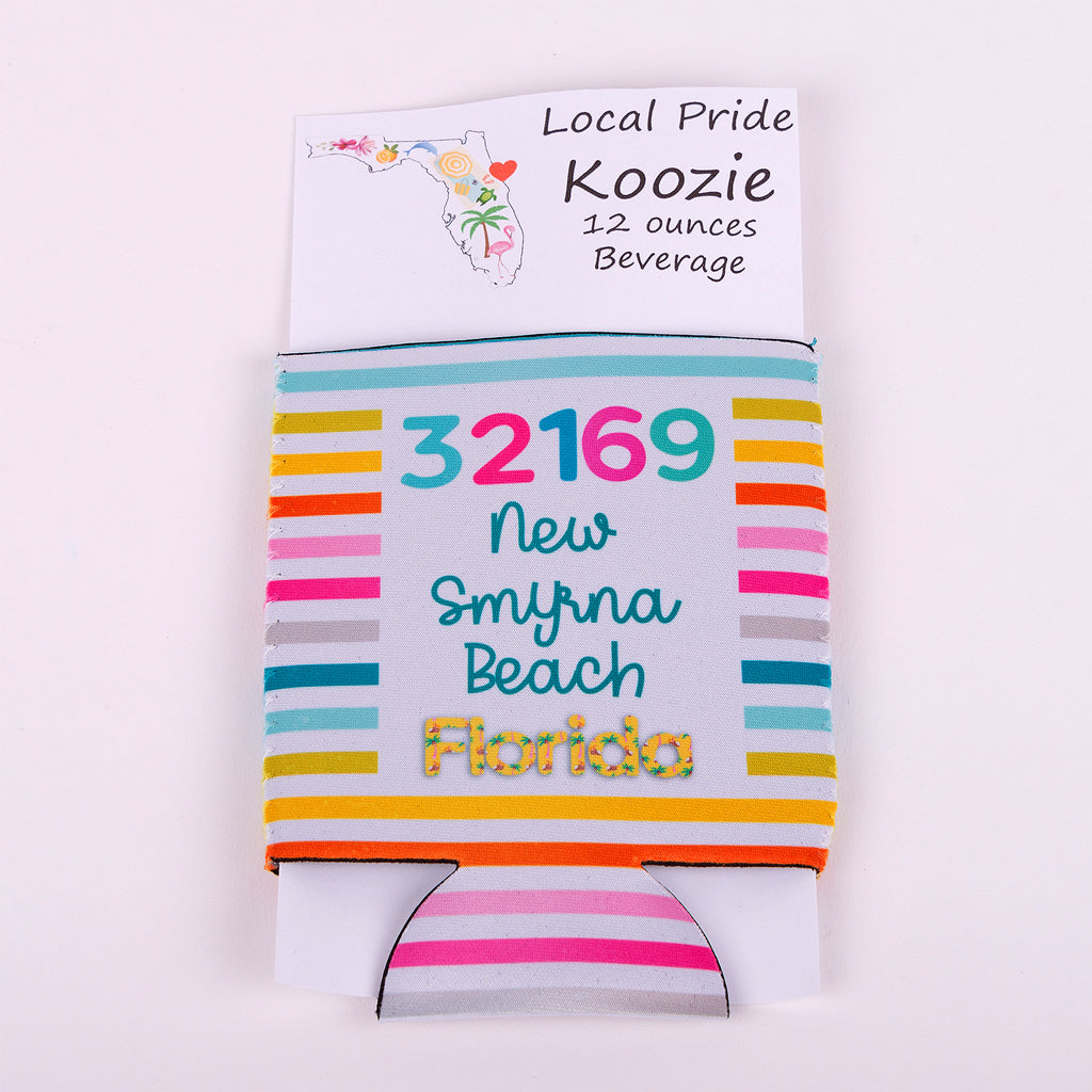 11 ounce koozie with zip code 32169 new smyrna beach florida