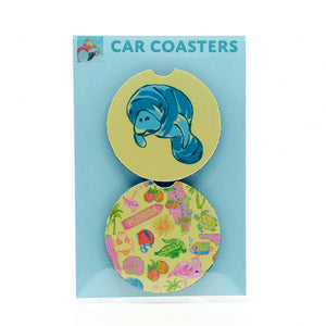 Manatee rubber car coasters (set of 2)